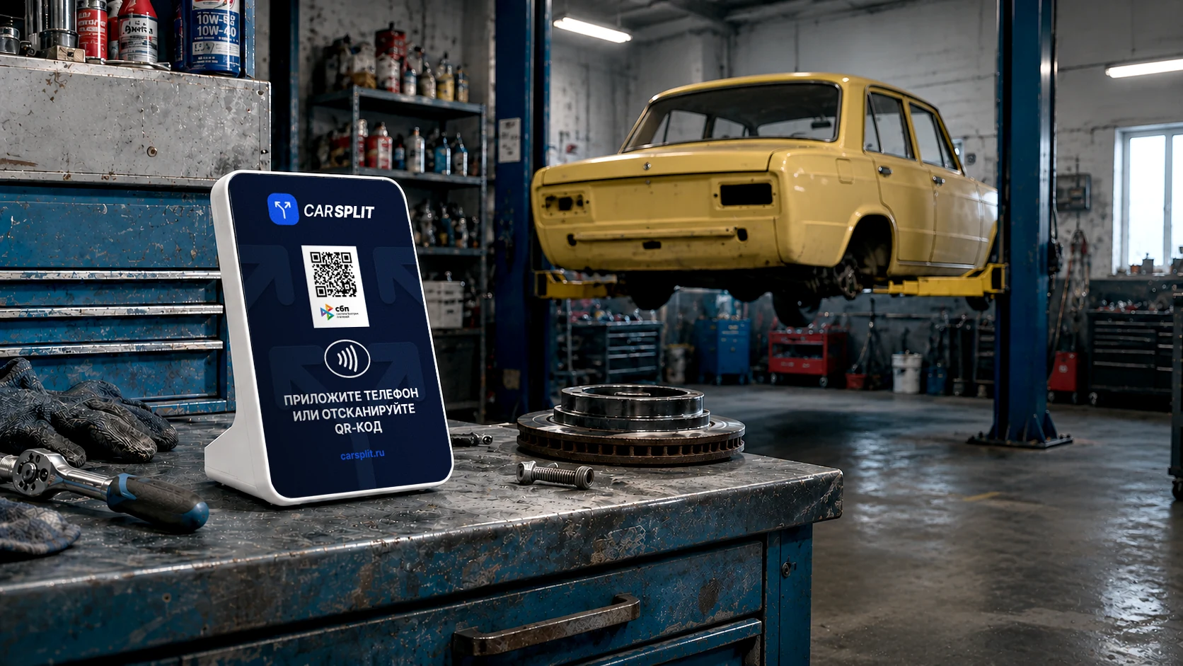 Терминал CarSplit в автосервисе